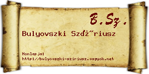 Bulyovszki Szíriusz névjegykártya